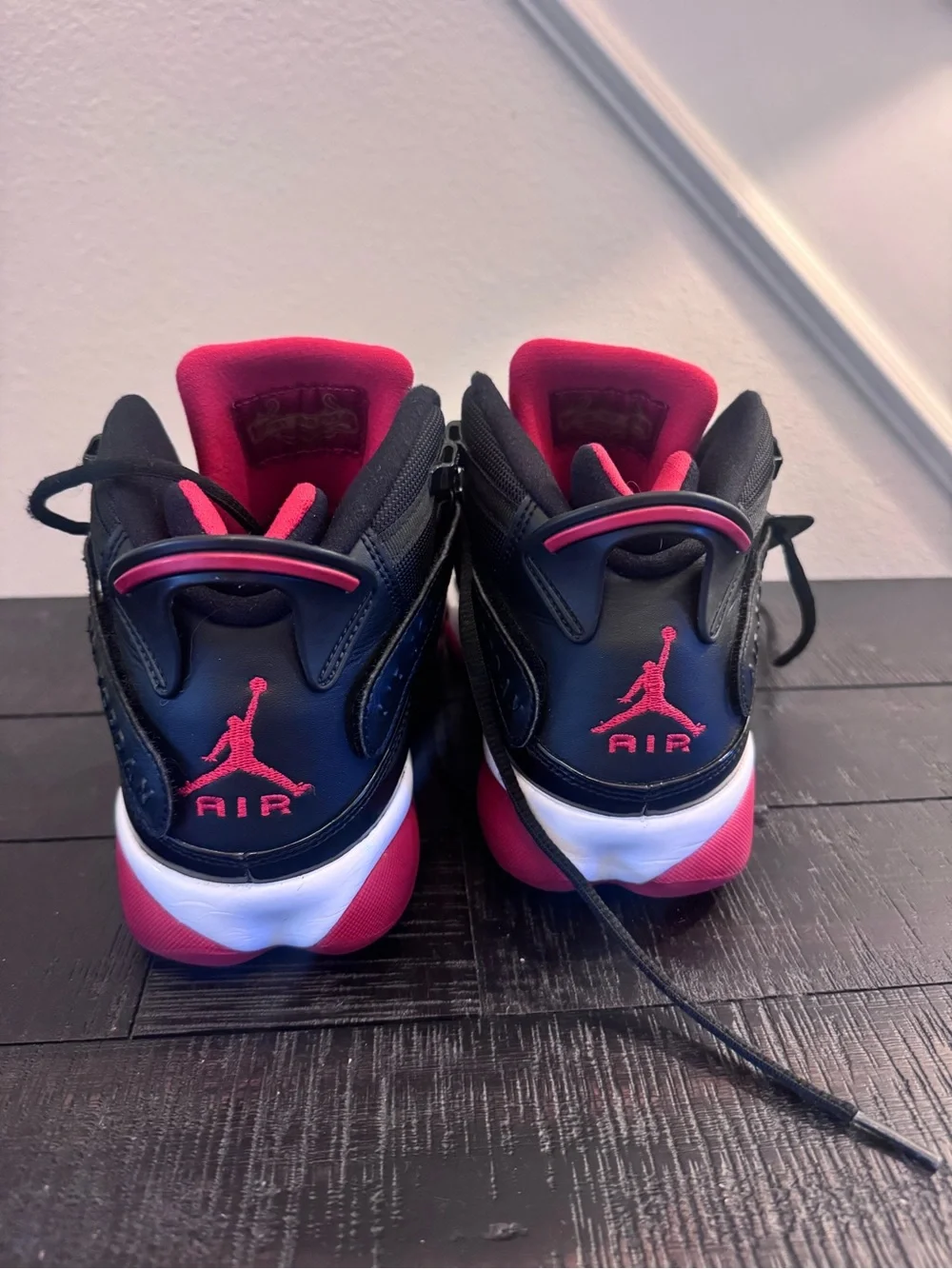 Jordan Men Black and Red High-Top Sneakers